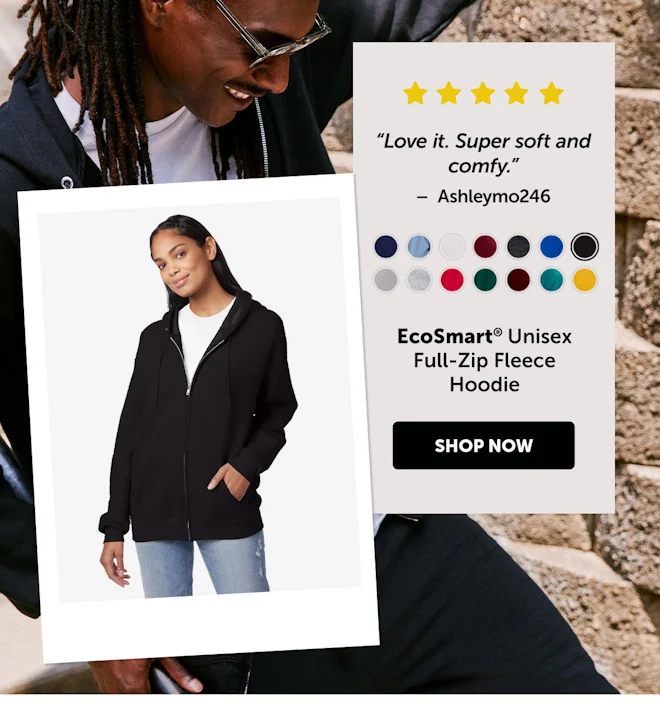EcoSmart Unisex Full-Zip Fleece Hoodie