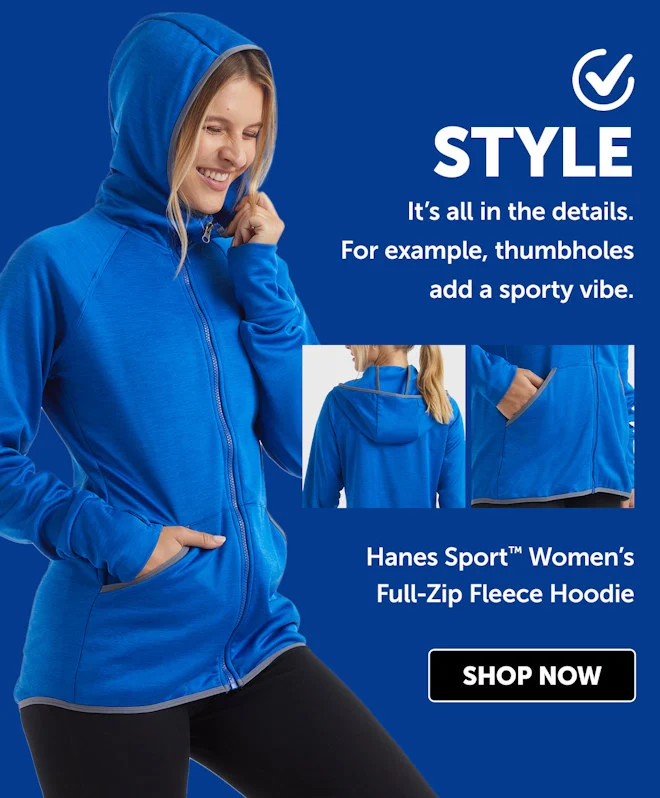 Hanes Sport Women’s Full-Zip Fleece Hoodie