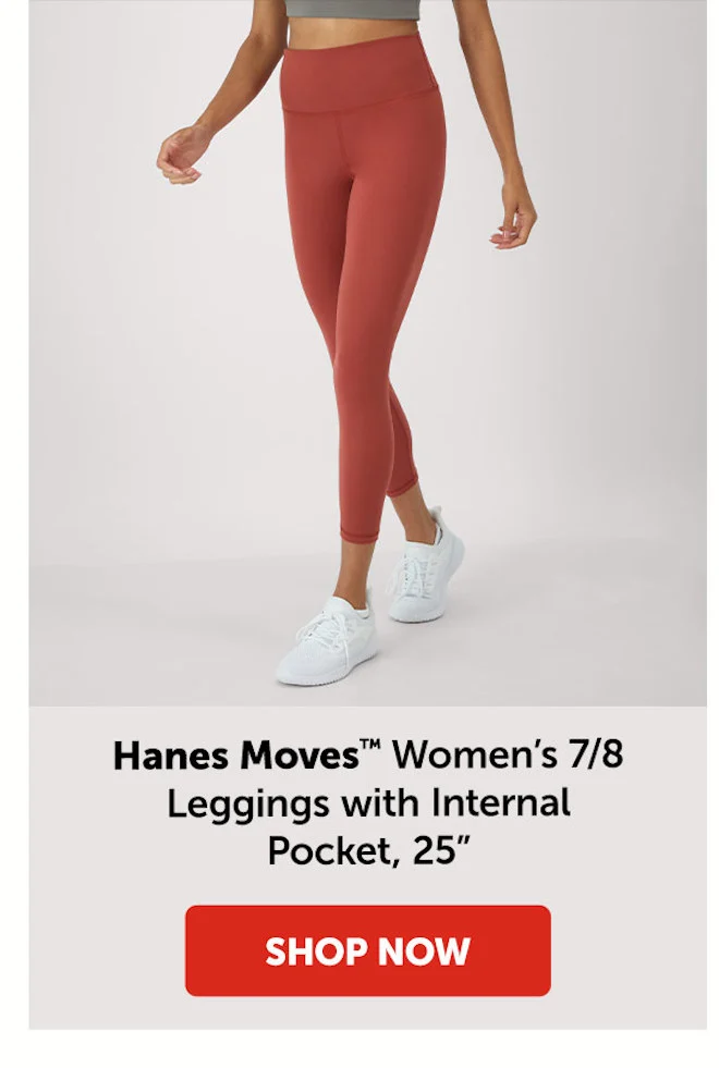Hanes Moves Women’s 7/8 Leggings with Internal Pocket, 25”