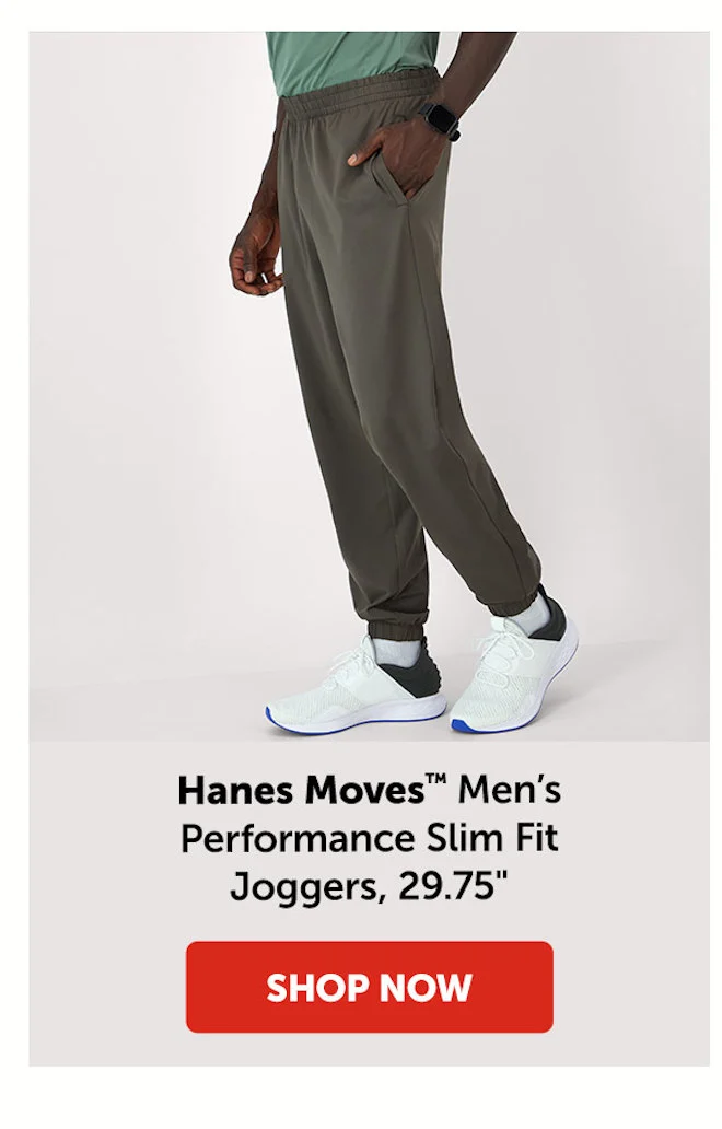 Hanes Moves Men’s Performance Slim Fit Joggers, 29.75"