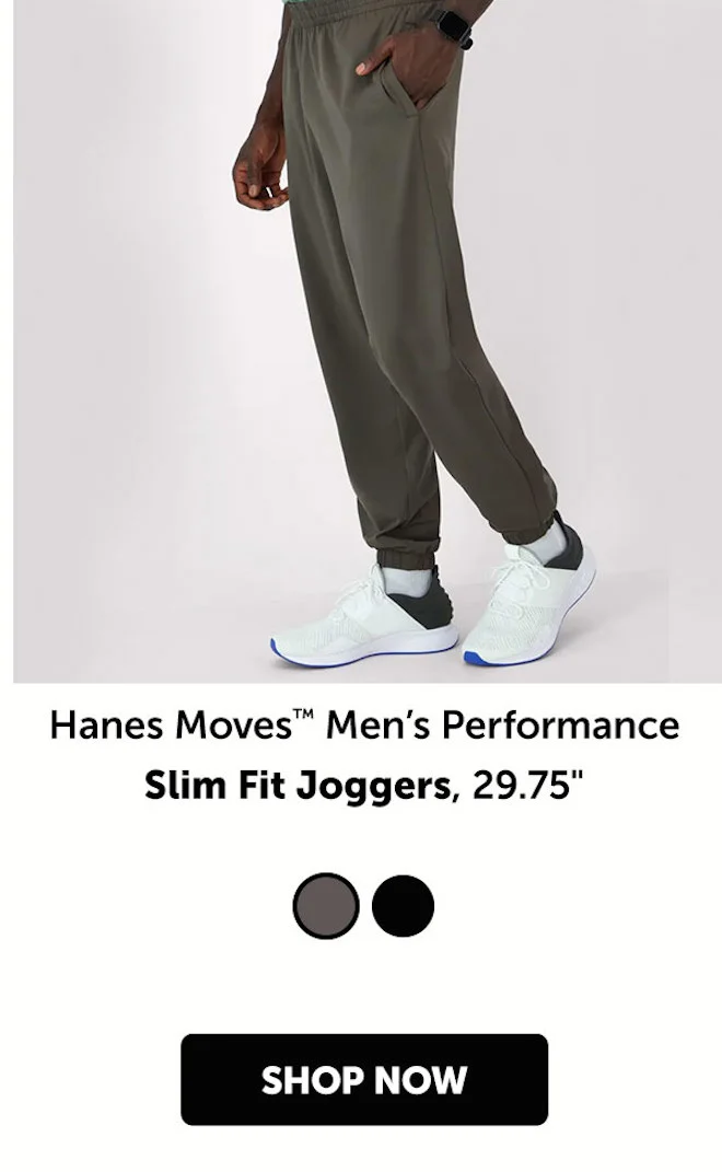 Hanes Moves Men’s Performance Slim Fit Joggers, 29.75"