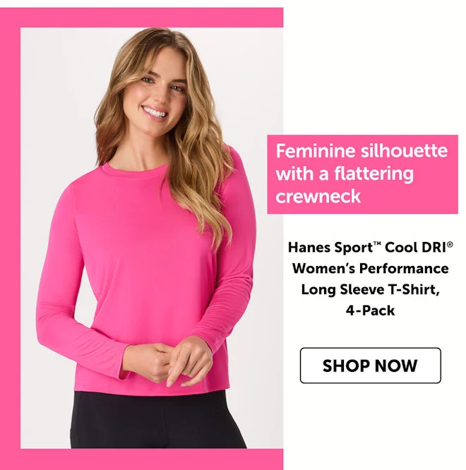 Hanes Sport Cool DRI Women’s Performance Long Sleeve T-Shirt, 4-Pack