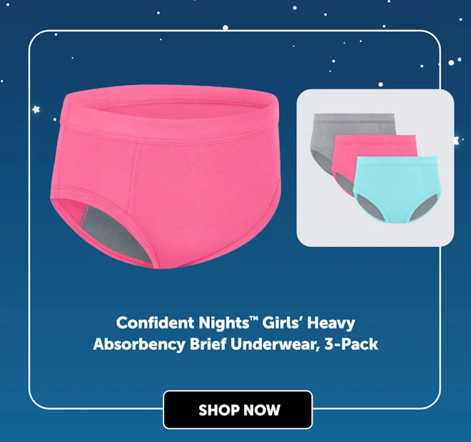 Confident Nights Girls’ Heavy Absorbency Brief Underwear, 3-Pack