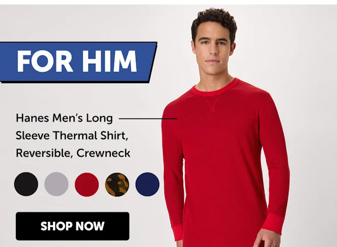 Men’s Long Sleeve Thermal Shirt, Reversible, Crewneck