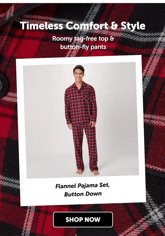 Men’s Flannel Pajama Set, Button Down
