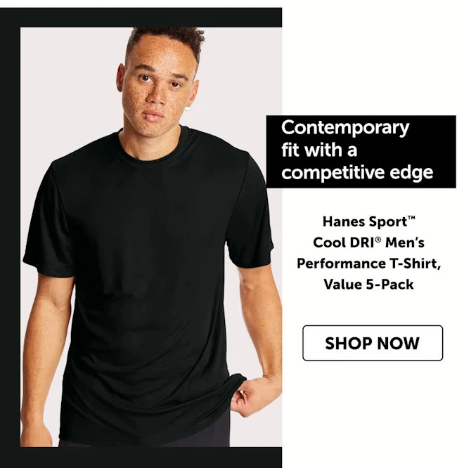 Hanes Sport Cool DRI Men’s Performance T-Shirt, Value 5-Pack