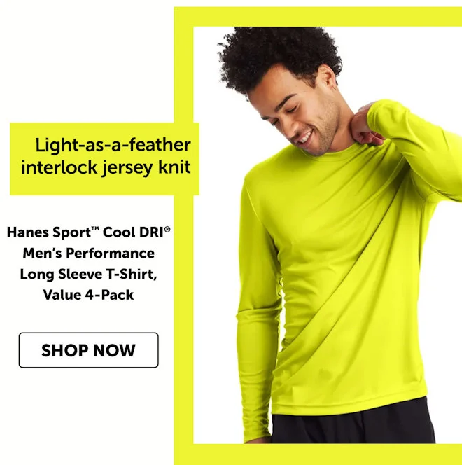 Hanes Sport Cool DRI Men’s Performance Long Sleeve T-Shirt, Value 4-Pack