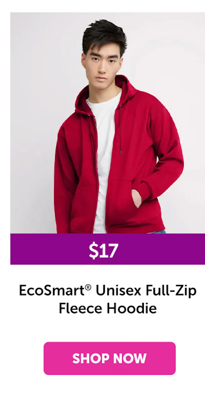 EcoSmart Unisex Full-Zip Fleece Hoodie