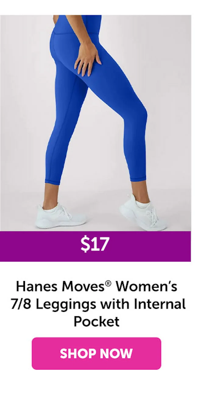 Hanes Moves Women’s 7/8 Leggings with Internal Pocket