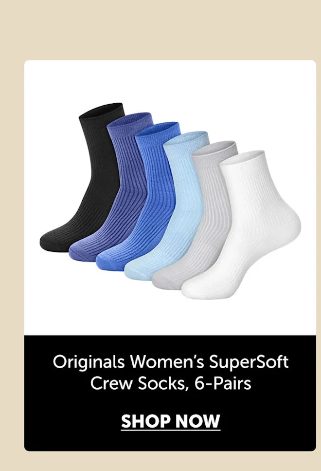 Originals Women’s SuperSoft Crew Socks, 6-Pairs