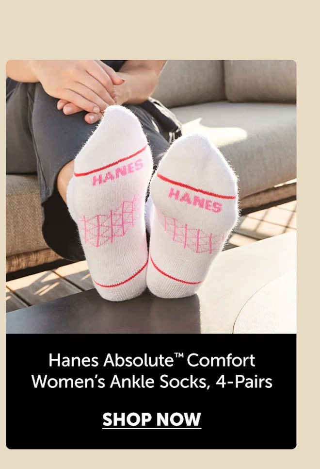 Hanes Absolute Comfort Women’s Ankle Socks, 4-Pairs