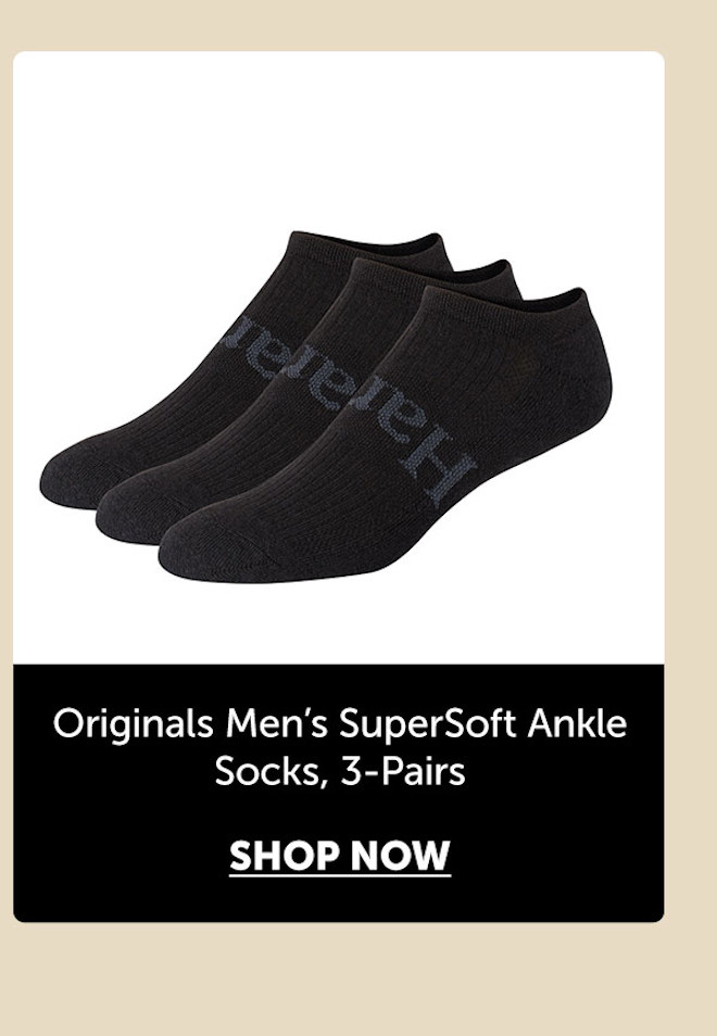 Originals Men’s SuperSoft Ankle Socks, 3-Pairs