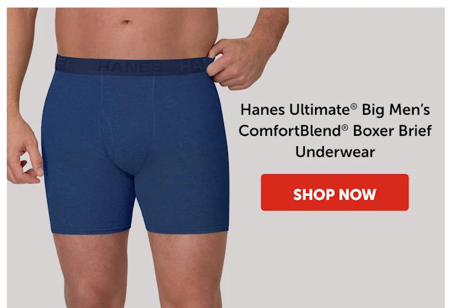 Hanes Ultimate Big Men’s ComfortBlend Boxer Brief Underwear