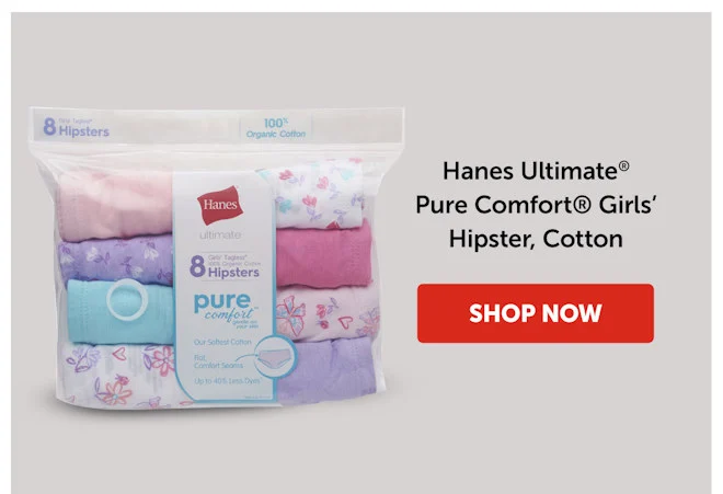Hanes Ultimate Pure Comfort Girls’ Hipster, Cotton