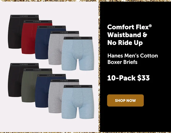Hanes Men’s Cotton Boxer Briefs, 10-Pack