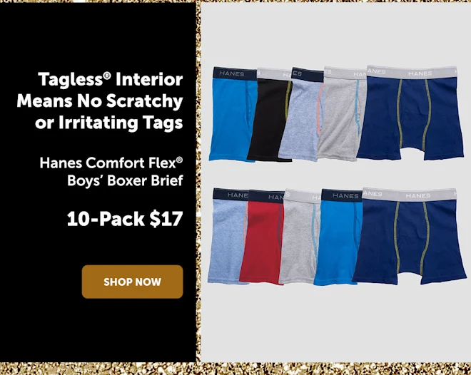 Hanes Comfort Flex Boys’ Boxer Brief Underwear, 10-Pack