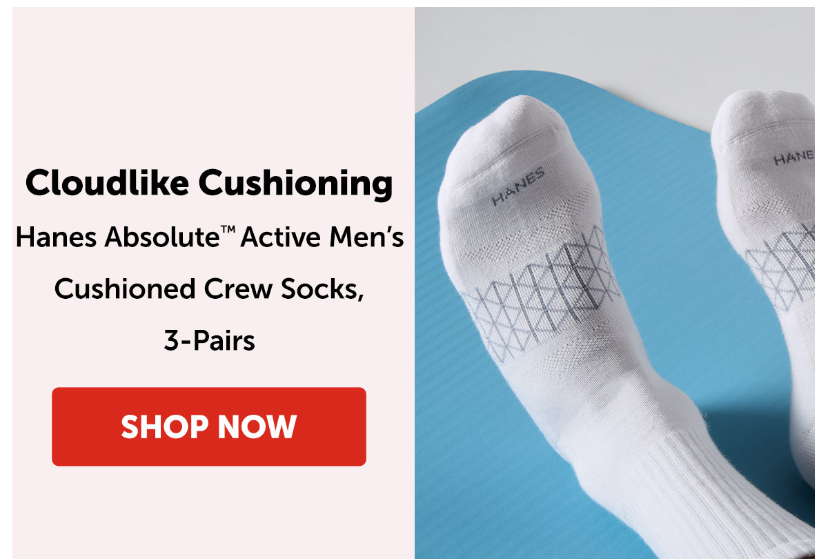 Hanes Absolute Active Men’s Cushioned Crew Socks, 3-Pairs