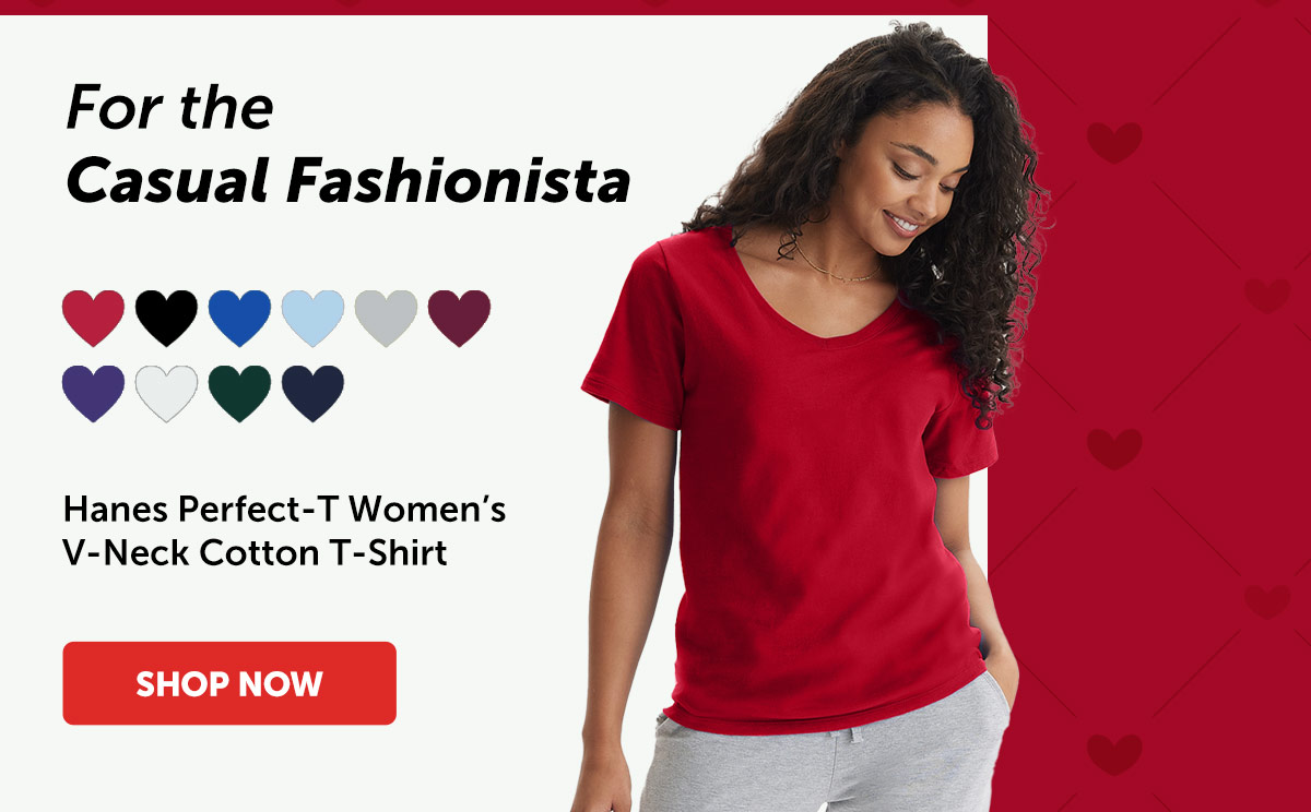 Hanes Perfect-T Women’s V-Neck Cotton T-Shirt