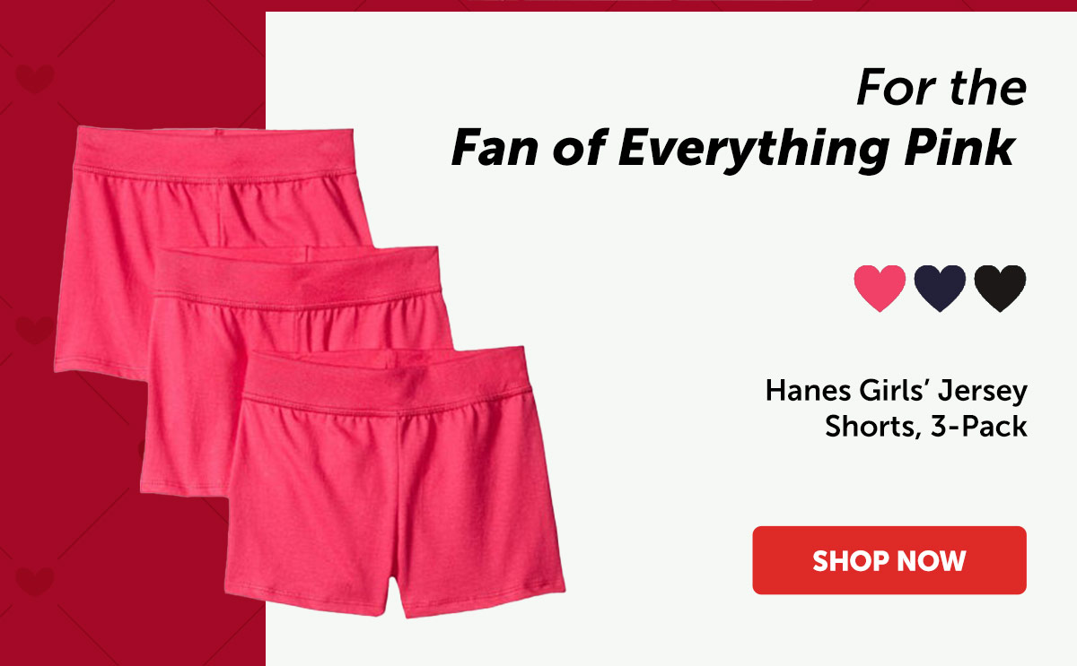 Hanes Girls’ Jersey Shorts, 3-Pack
