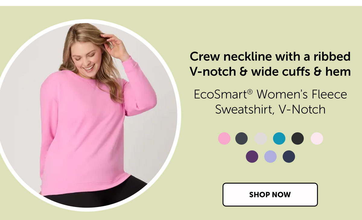 EcoSmart Women's Fleece Sweatshirt, V-Notch