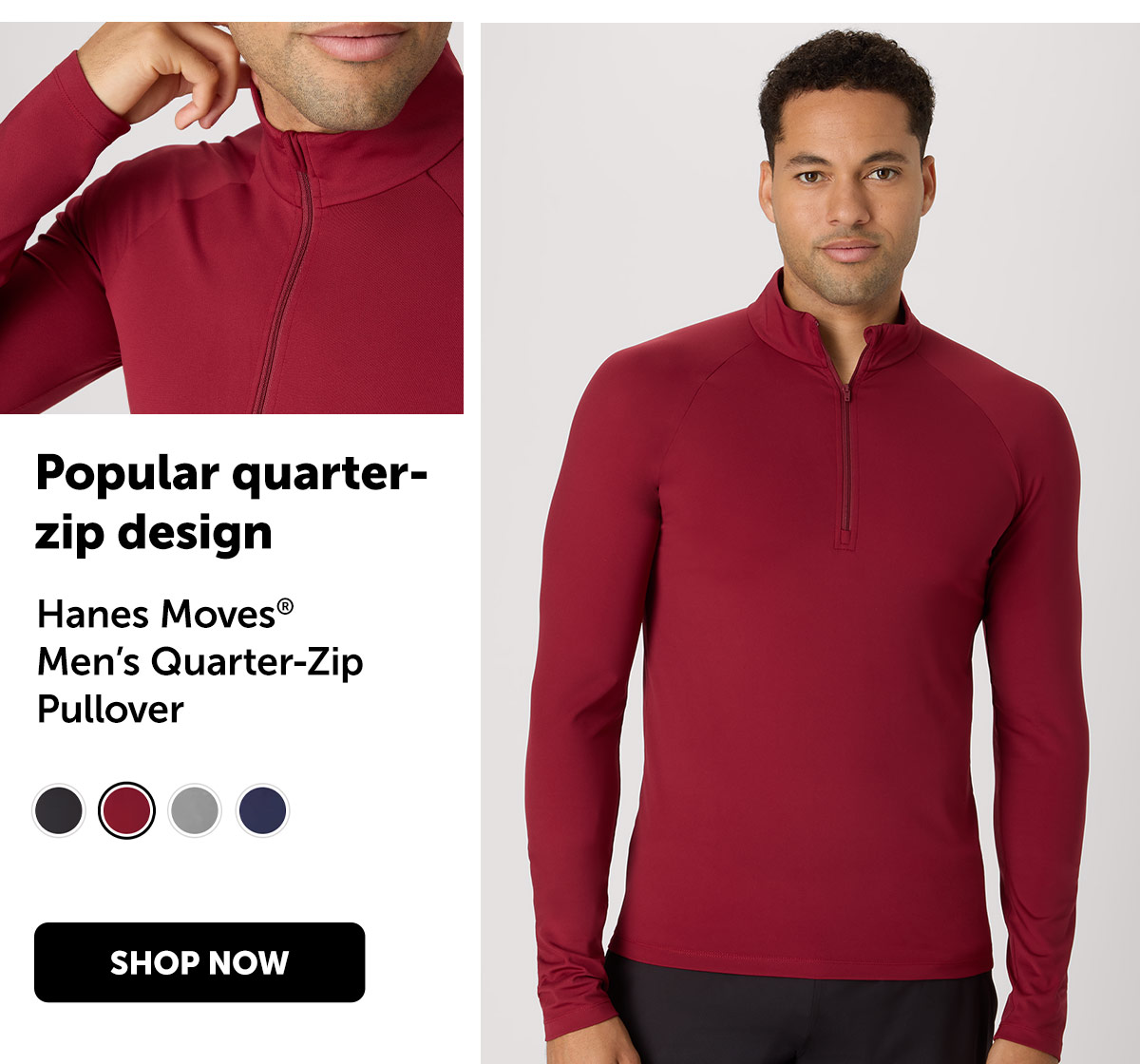 Hanes Moves Men’s Quarter-Zip Pullover