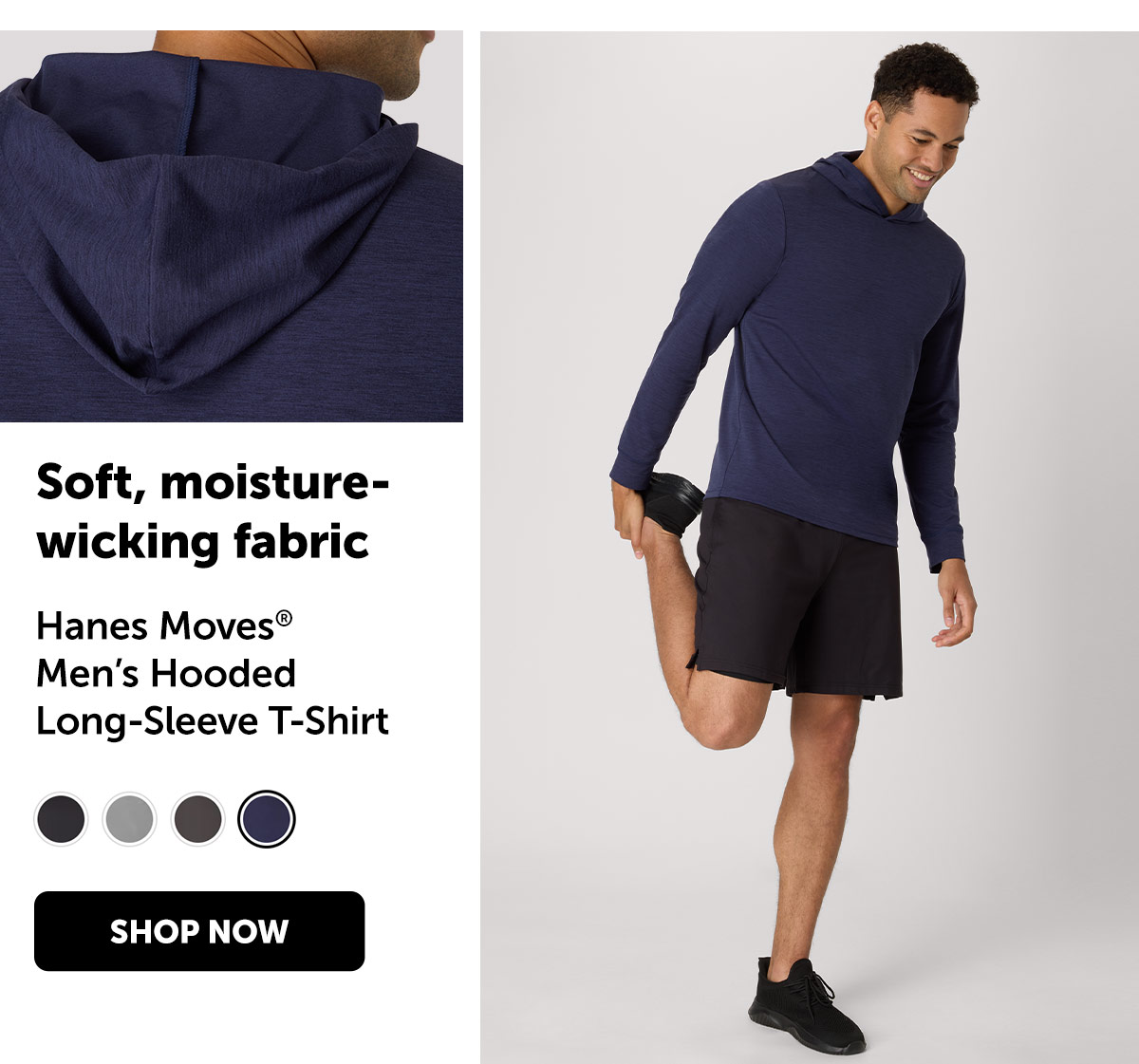 Hanes Moves Men’s Hooded Long-Sleeve T-Shirt