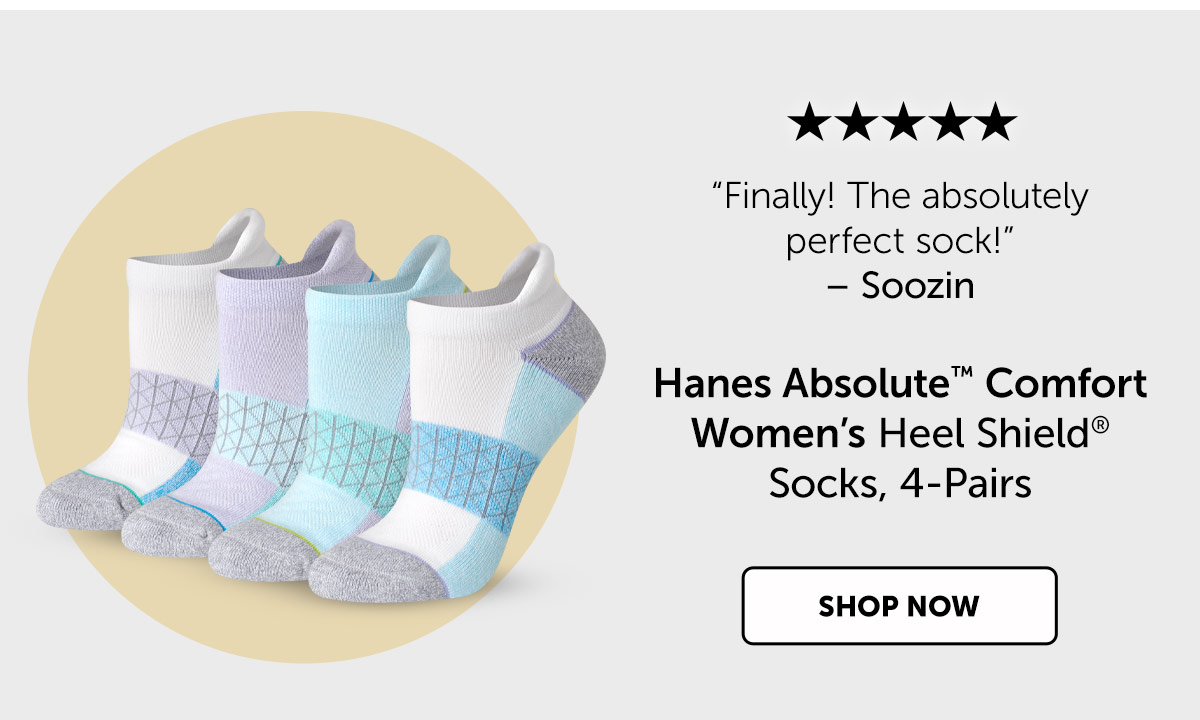 Hanes Absolute Comfort Women’s Heel Shield Socks, 4-Pairs