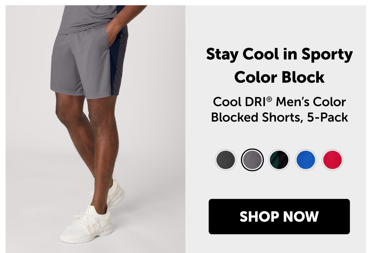 Cool DRI Men’s Color Blocked Shorts, 5-Pack