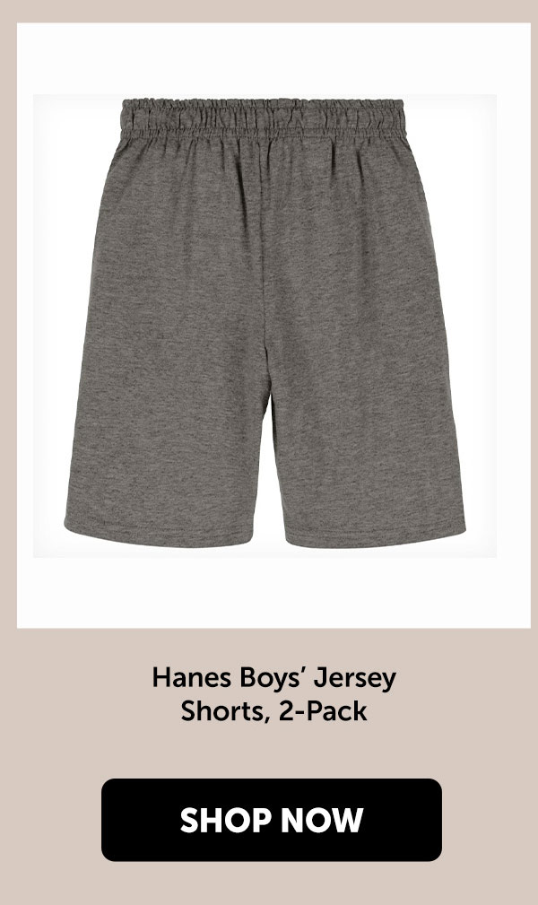 Hanes Boys’ Jersey Shorts, 2-Pack