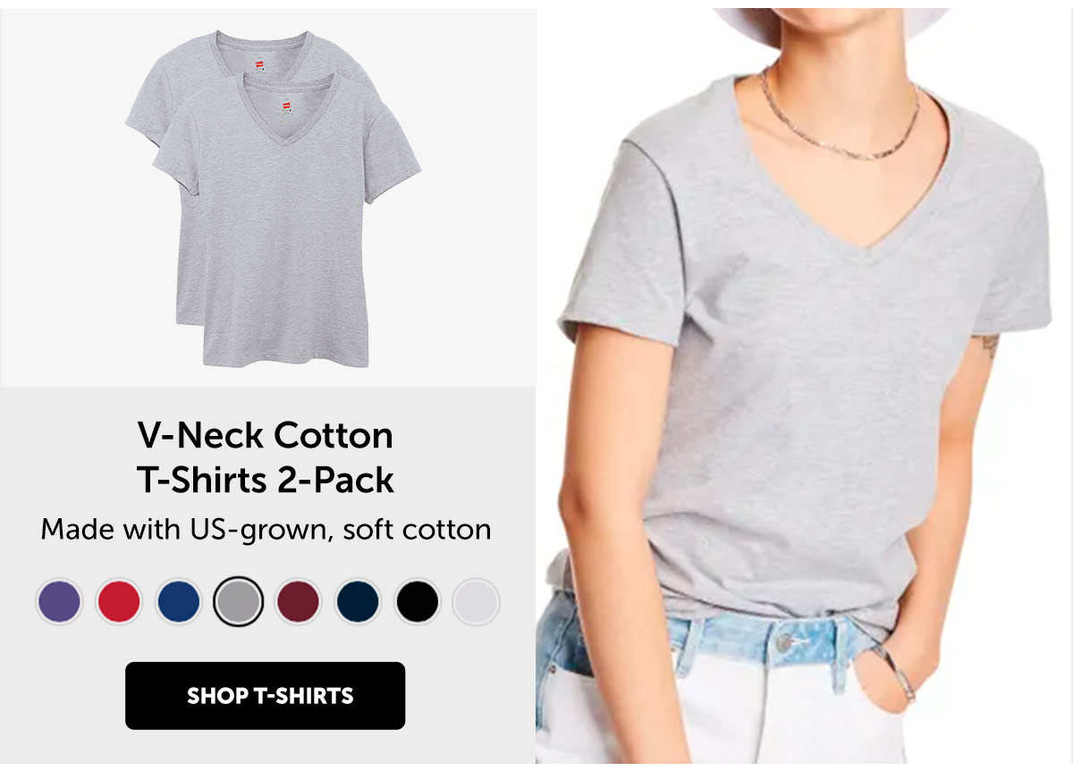 Hanes Perfect-T Women's V-Neck Cotton T-Shirt