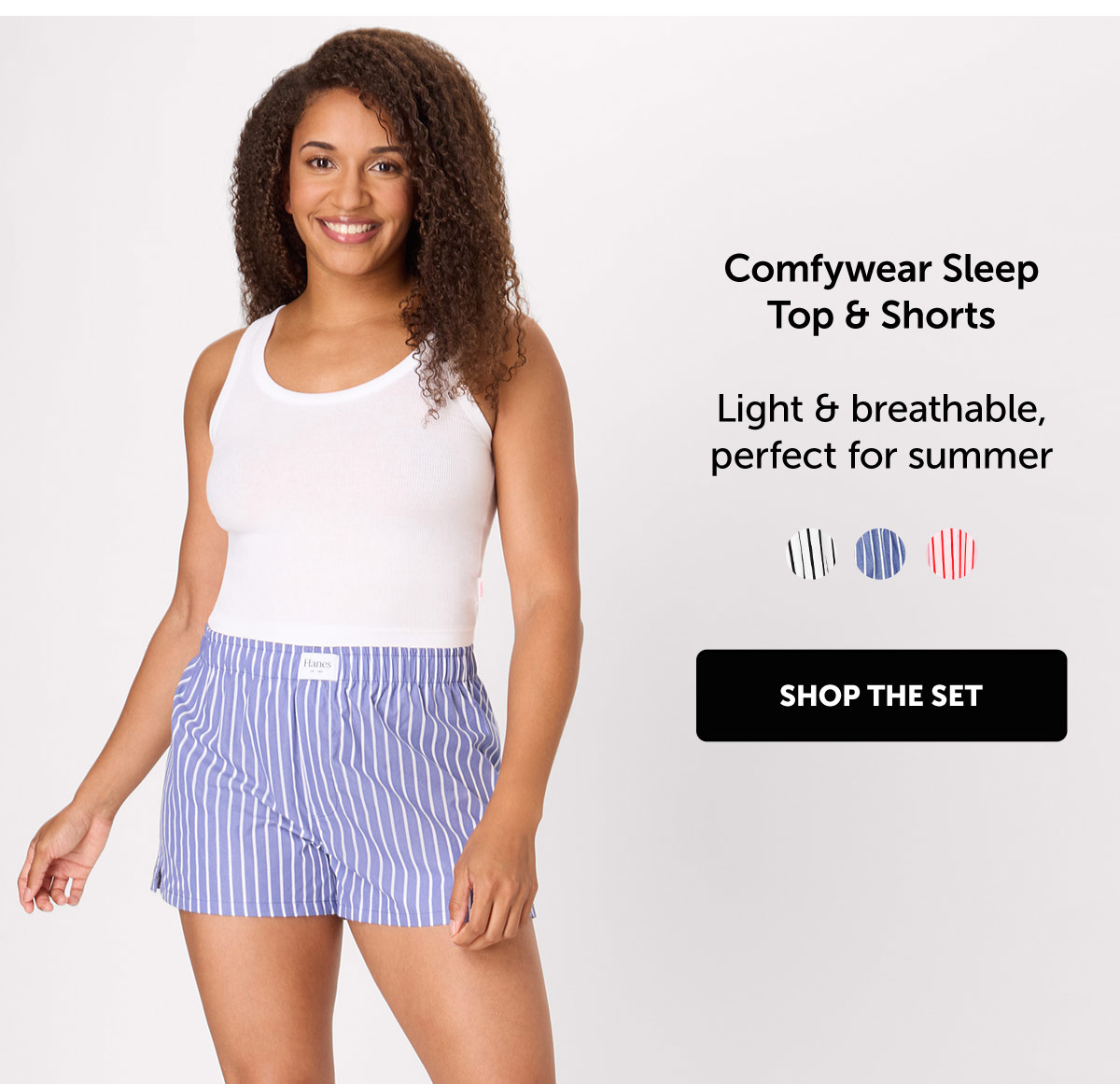 Hanes Originals Women's Comfywear Pajama Set, Sleep Top & Woven Shorts