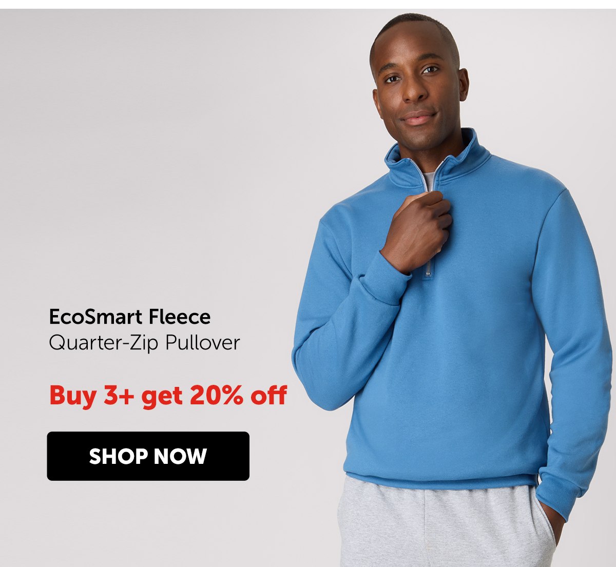 Hanes EcoSmart Men’s Fleece Quarter-Zip Pullover
