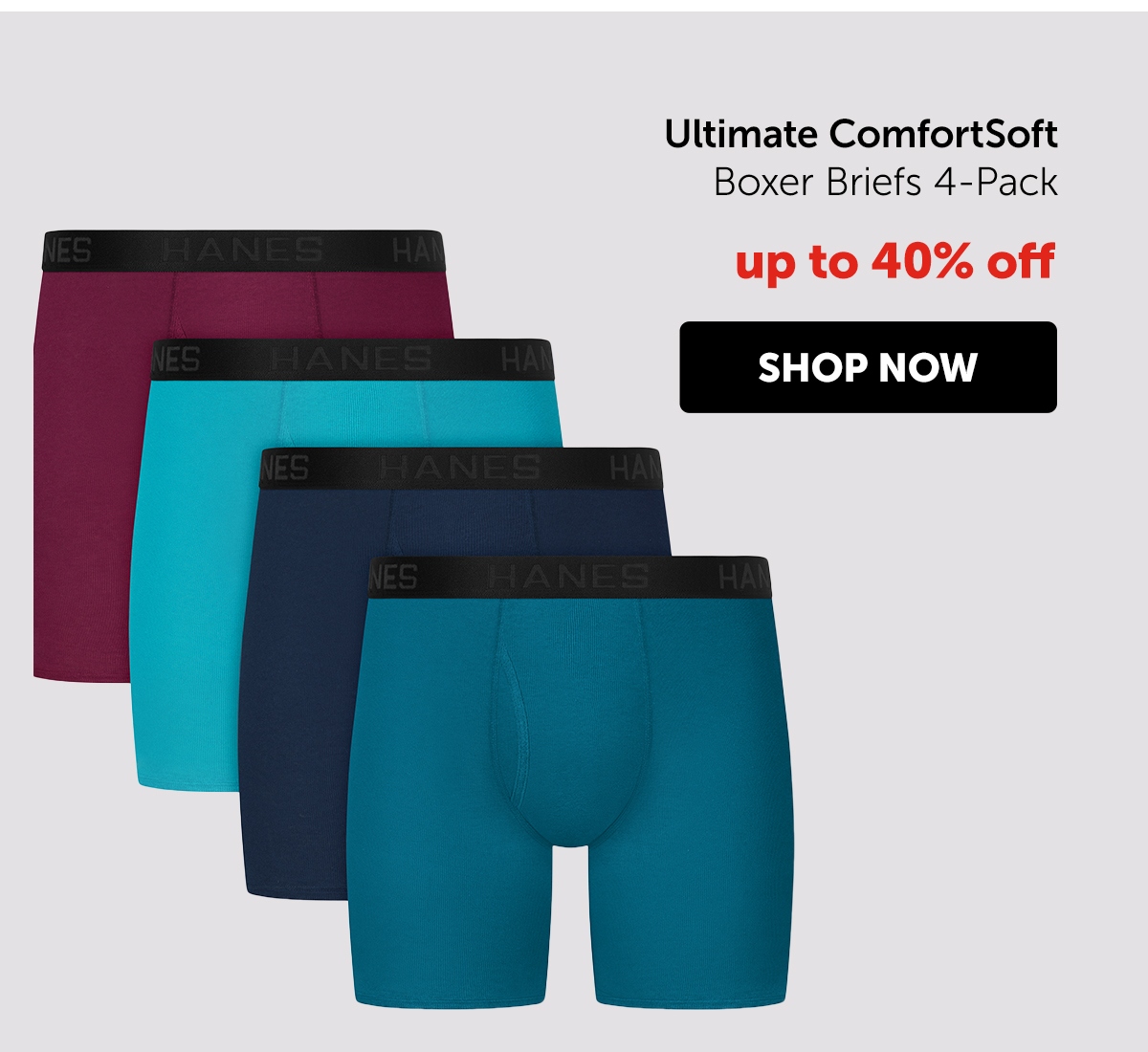 Hanes Ultimate Men's Boxer Briefs Pack - 4-Pack - ComfortSoft Cotton Underwear - Moisture-Wicking