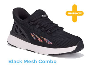 Drew Halo Women's Step-In Sneaker - Black Mesh Combo SKU: 196381092748 Color: Black Mesh Combo