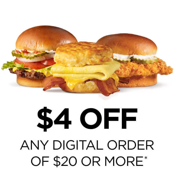 Offer for $4 Off a Hardee's Order of $20 or More