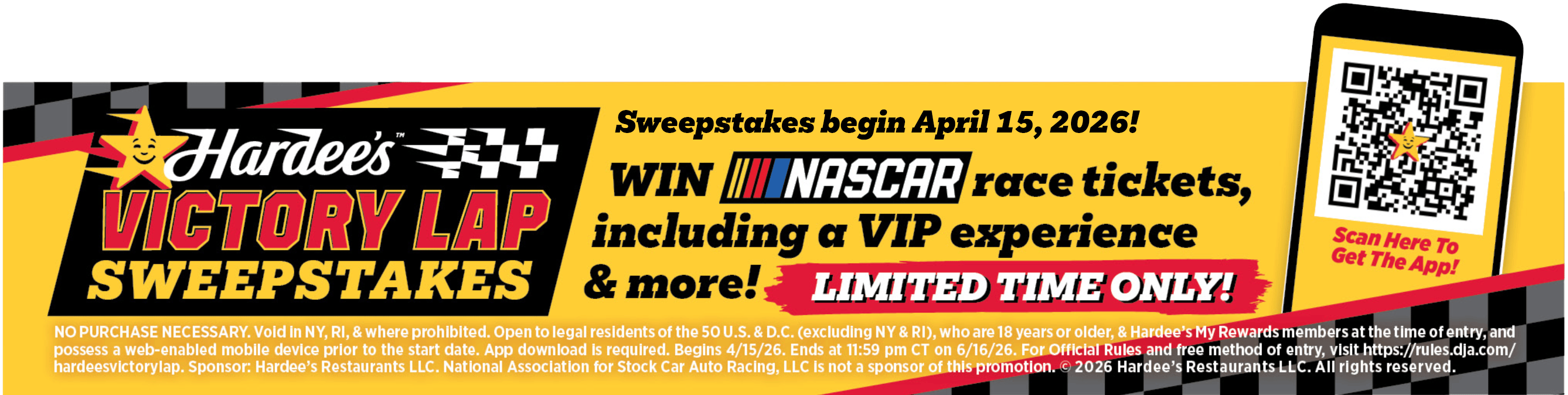 Hardee's Victory Lane Sweepstakes Details