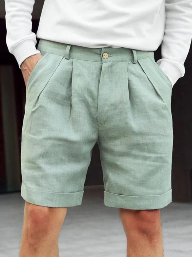 Cotton And linen Style American Casual Fashion Solid Color loose Five Points Casual Pants