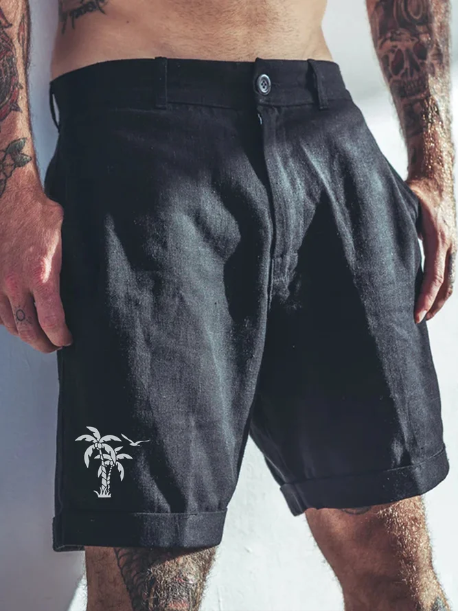 Coconut Tree Cotton Bermuda Shorts