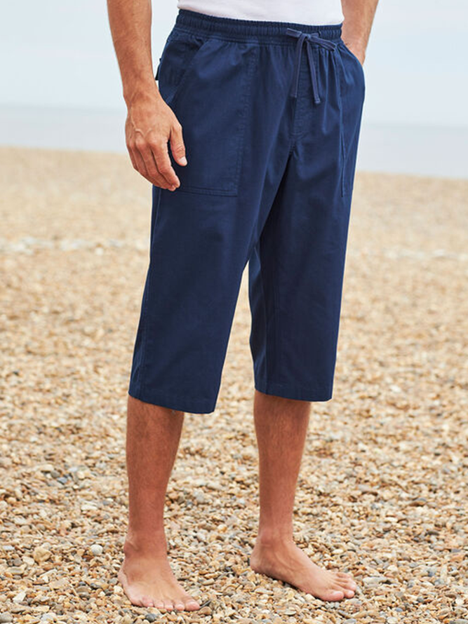 Cotton Linen Solid Basic Shorts