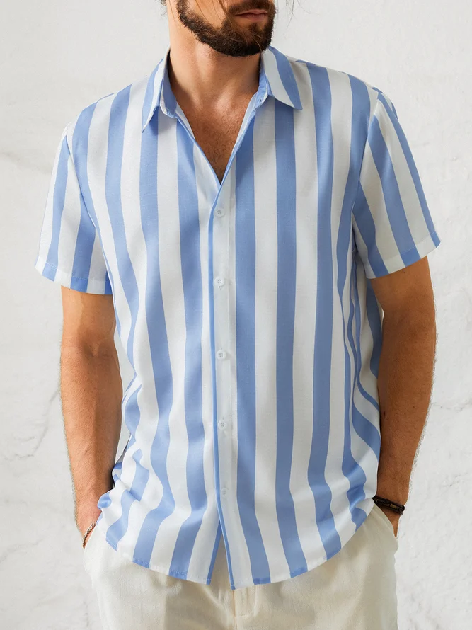 Cotton Linen Style American Casual Striped Versatile Linen Shirt