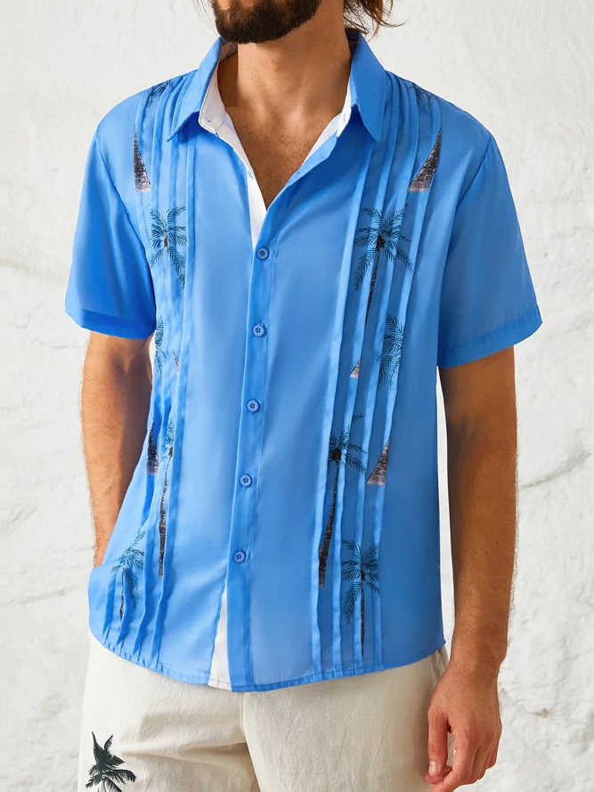 Hawaiian Men's Blue Printed Casual Shirt  Hawaiian Aloha