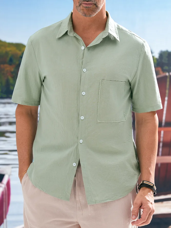 Men's Cotton Linen Short Sleeve Shirt