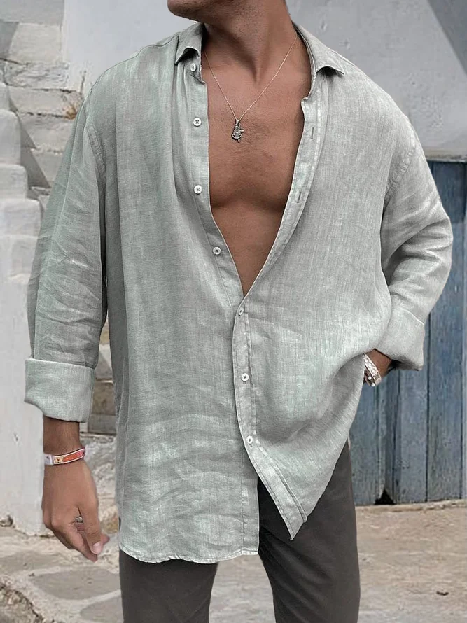 Men's Cotton Linen Long Sleeve Shirt