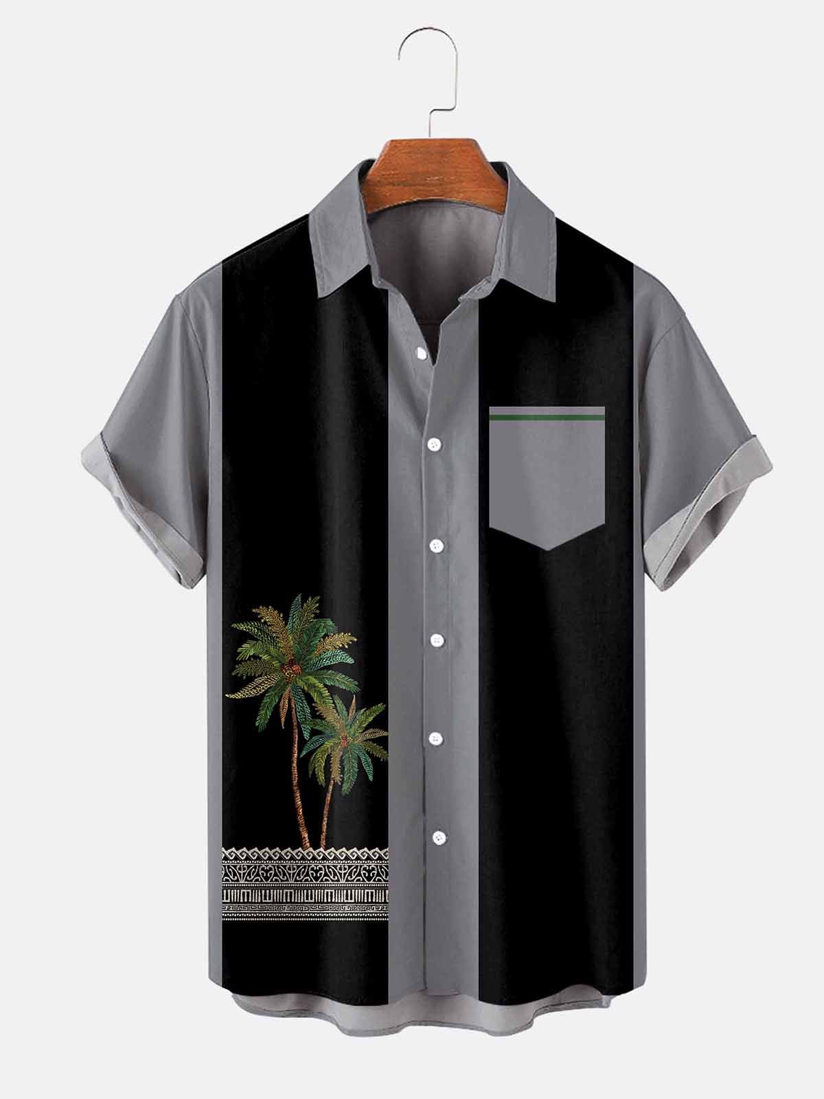 Image of Palm Tree Graphic Short Sleeve Casual Men's Shirt
