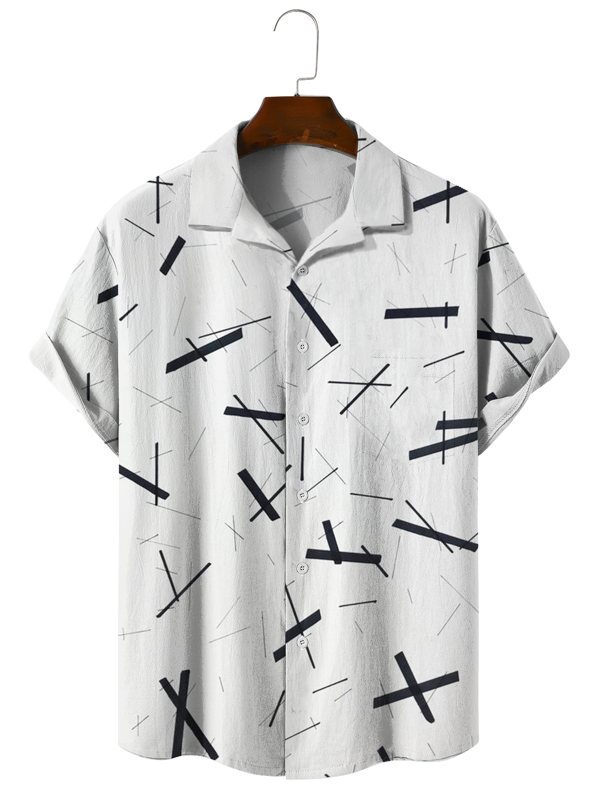 Image of Cotton and linen style geometric striped linen shirt