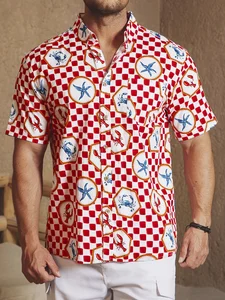 Image of Hardaddy® Cotton Plaid Marine Life Oxford Shirt