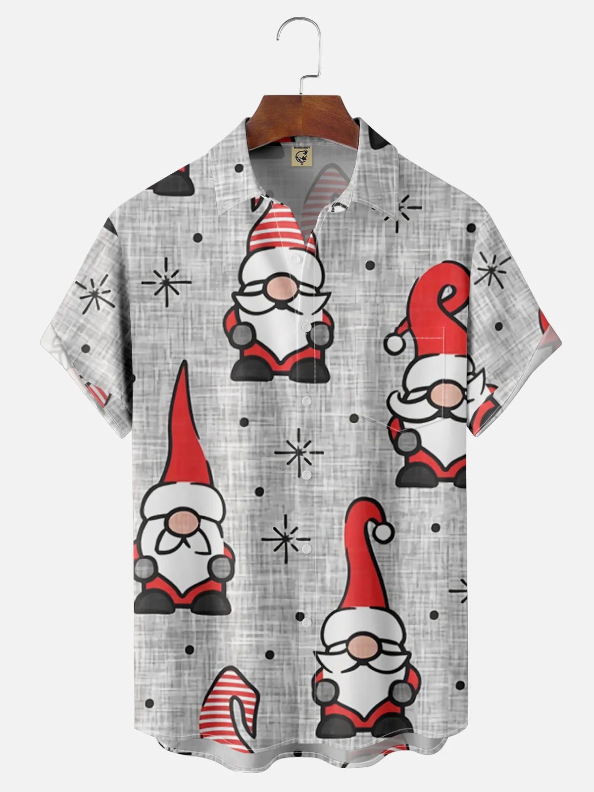 Image of Men's Santa Print Casual Breathable Short Sleeve Shirt