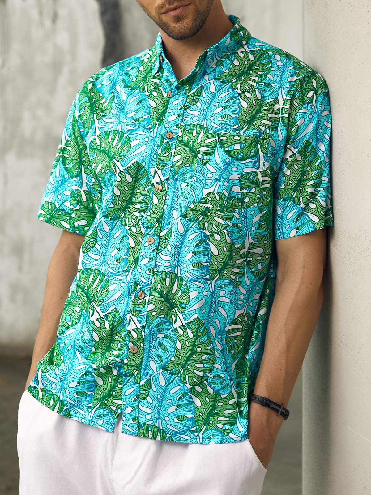 Image of Hardaddy® Cotton Tropical Coconut Tree Oxford Shirt