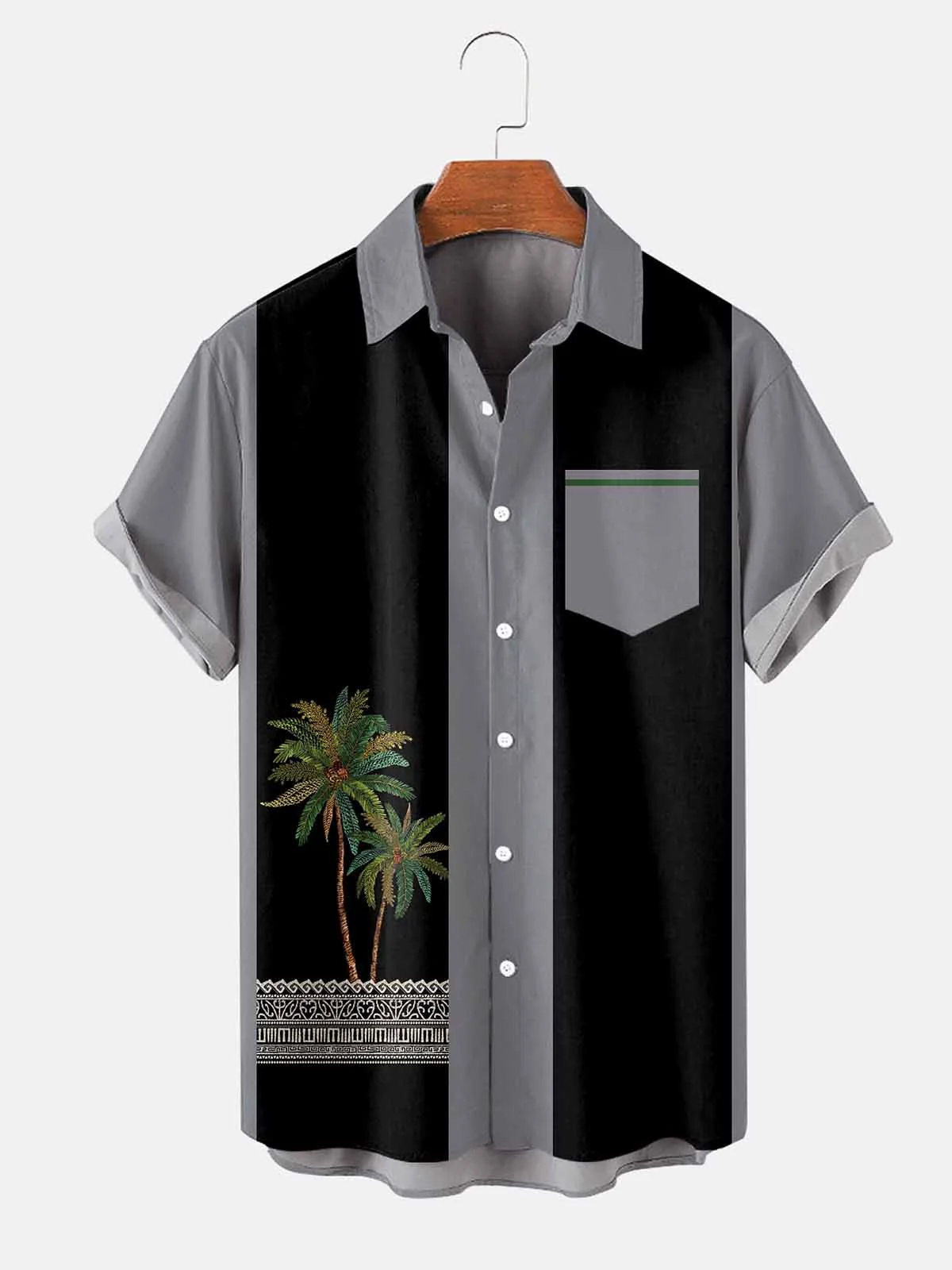 Image of Palm Tree Graphic Short Sleeve Casual Men's Shirt