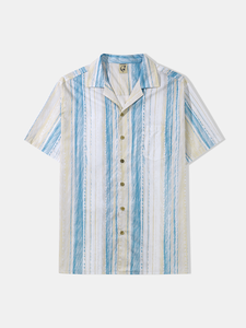 Image of Hardaddy®Cotton Geometric Striped Bowling Shirt